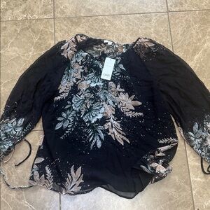 Ella Moss Black Floral Blouse
